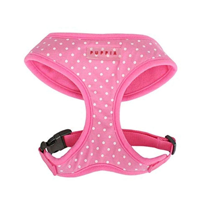 Puppia Dotty Dog Harness Over-The-Head No Pull No Choke Walking Training Adjustable for Small & Medium Dog, X-Small, Pink